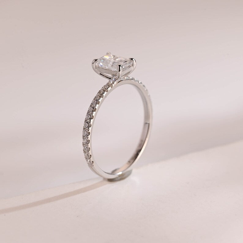 Stunning 1.0 - 2.0 CT Radiant Moissanite Engagement Ring with Pave Design 5