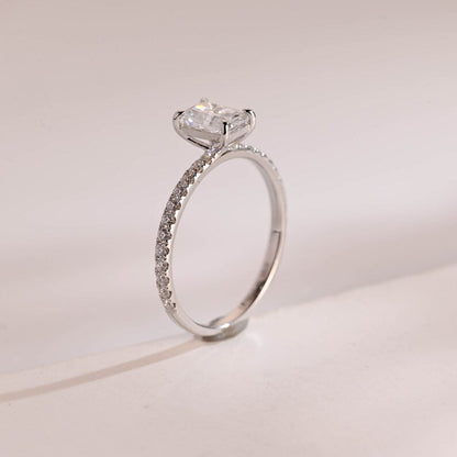 Stunning 1.0 - 2.0 CT Radiant Moissanite Engagement Ring with Pave Design 5