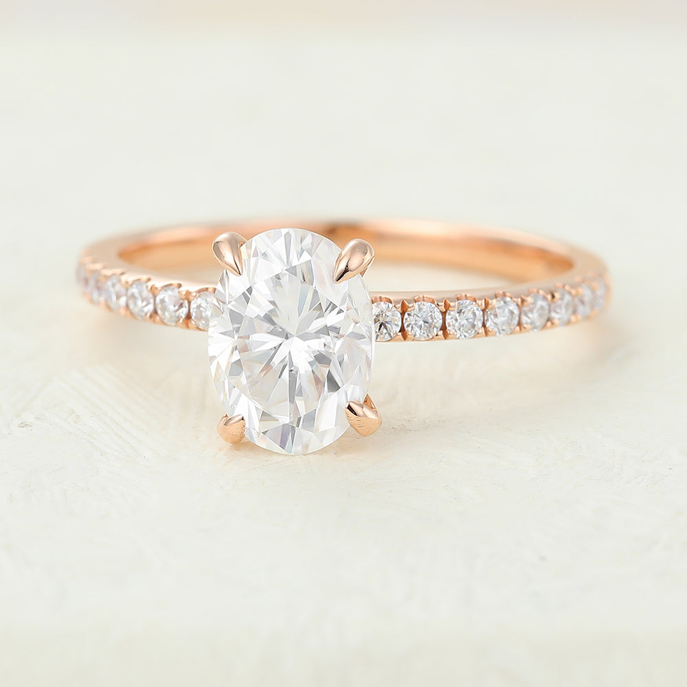 1.33 CT Oval Pave Lab-Grown Diamond Engagement Ring