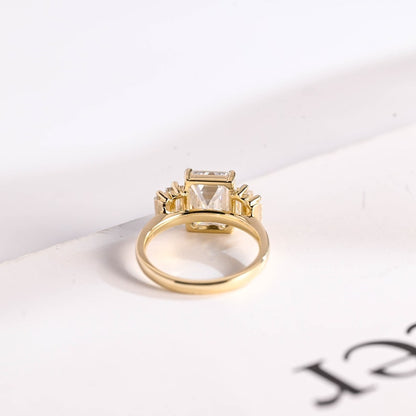 Stunning 1.0 - 2.0 CT Emerald Moissanite Engagement Ring With Cluster Design 10