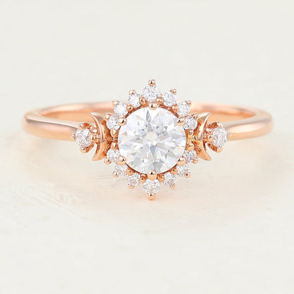 0.41 CT Round Cluster Moissanite Engagement Ring