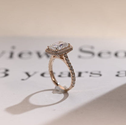 Stunning 1.0 - 2.0 CT Radiant Moissanite Engagement Ring with Pave & Halo Design 7
