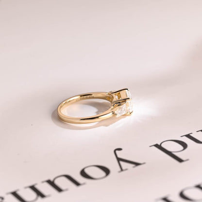 Stunning 1.0 - 2.0 CT Emerald Moissanite Engagement Ring with Three Stone Design 9