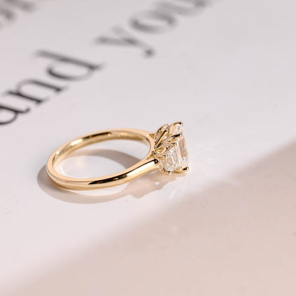 Stunning 1.0 - 2.0 CT Emerald Moissanite Engagement Ring with Three Stone Design 7