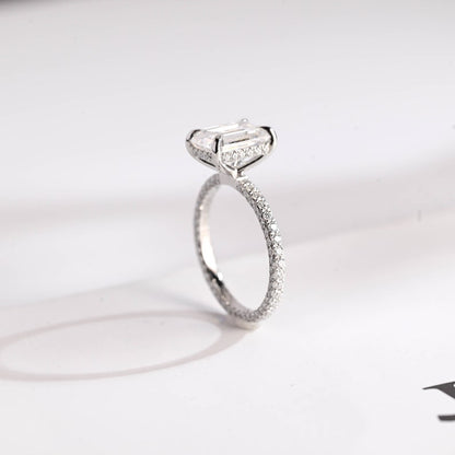 Stunning 1.0 - 2.0 CT Emerald Moissanite Engagement Ring with Hidden Halo Design 7