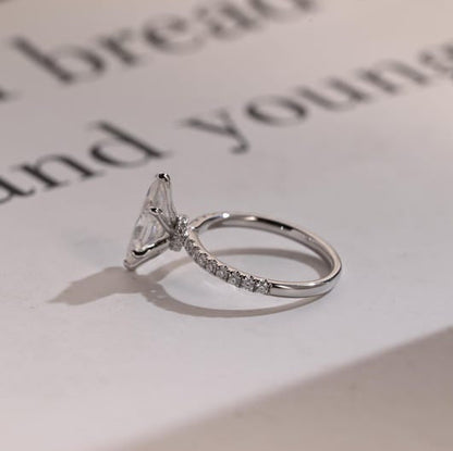 Stunning 1.0 - 2.0 CT Marquise Moissanite Engagement Ring with Pave Design 10