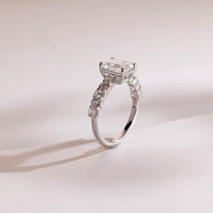 Stunning 1.0 - 2.0 CT Emerald Moissanite Engagement Ring with Pave Design 7