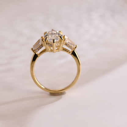 Stunning 1.0 - 2.0 CT Marquise Moissanite Engagement Ring with Three Stone and Hidden Halo Design 8
