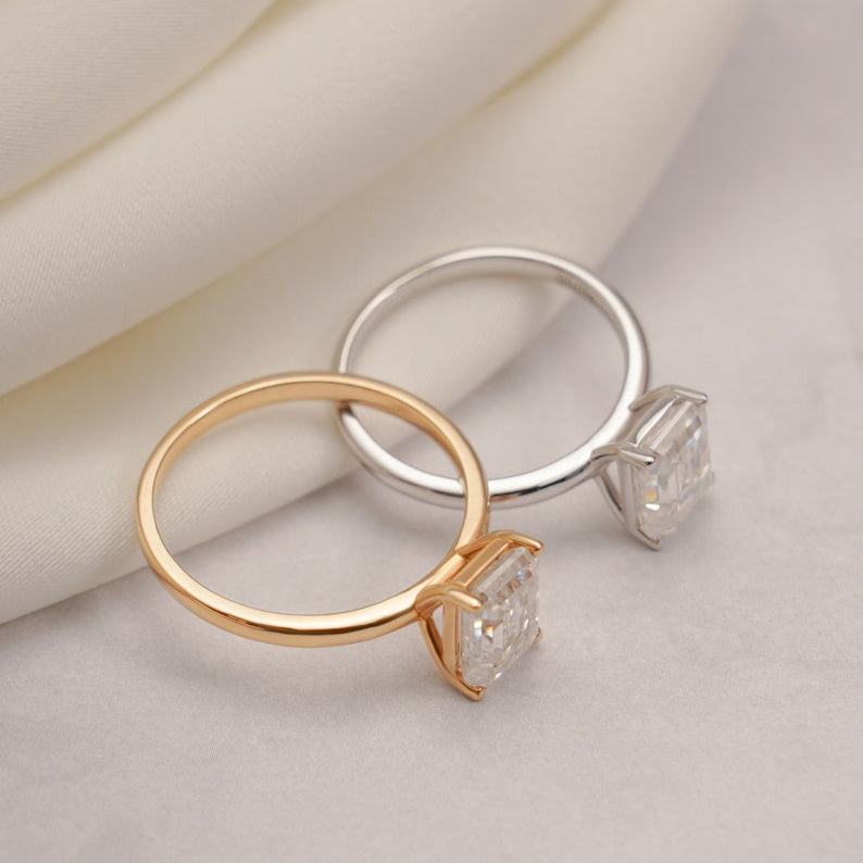 Stunning 1.0 - 2.0 CT Emerald Moissanite Engagement Ring with Solitaire Design 6