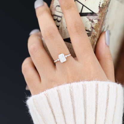 1.6 CT Emerald Pave Lab-Grown Diamond Engagement Ring