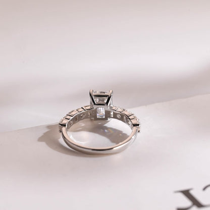 Stunning 1.0 - 2.0 CT Emerald Moissanite Engagement Ring with Pave Design 3