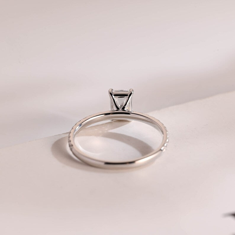 Stunning 1.0 - 2.0 CT Radiant Moissanite Engagement Ring with Pave Design 3