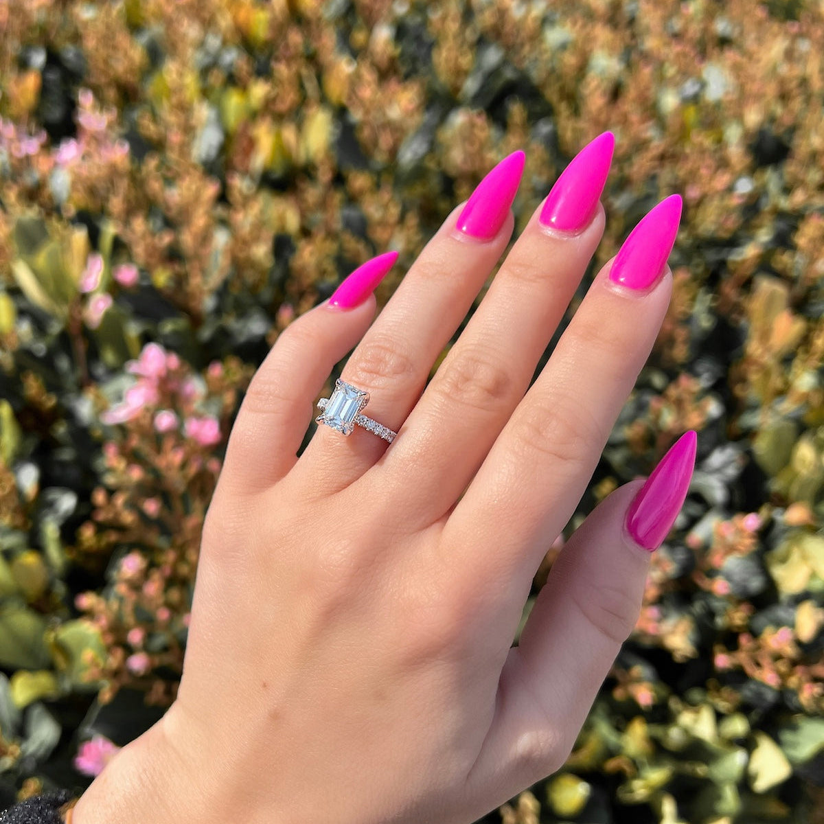 Stunning 1.73 CT Emerald Moissanite Engagement Ring with Hidden Halo & Pave Design 4