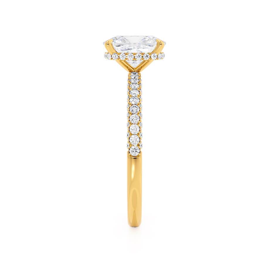 3.34 CT Elongated Cushion Hidden Halo & Pave Lab Grown Diamond Engagement Ring