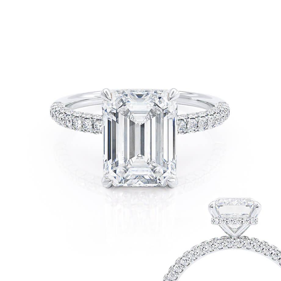 1.75 CT Emerald Pave Lab Grown Diamond Engagement Ring