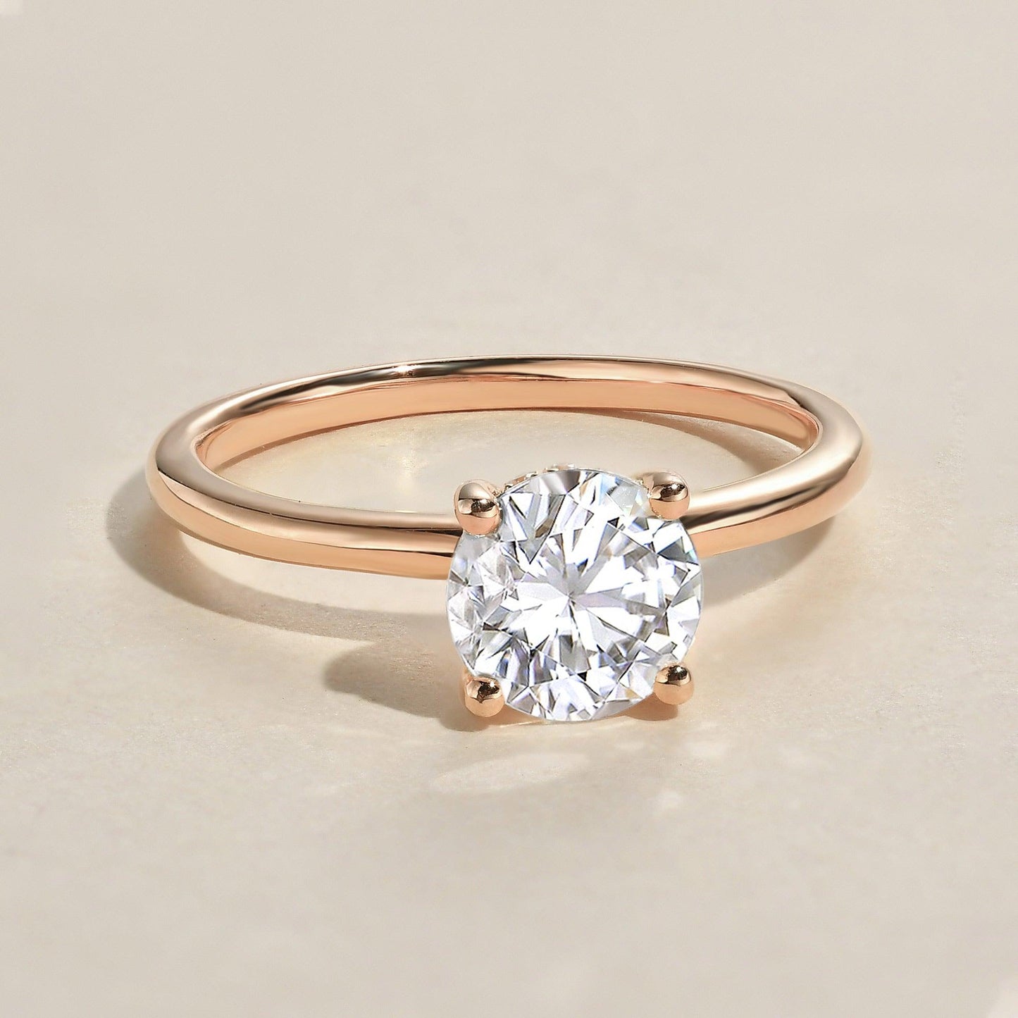 1 CT Round Hidden Halo Lab Grown Diamond Engagement Ring