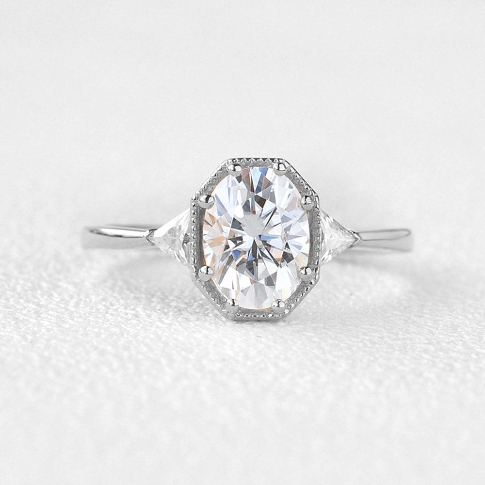 1.33 CT Oval Three Stone Lab Grown Diamond Engagement Ring