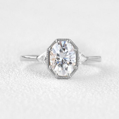 1.33 CT Oval Three Stone Lab Grown Diamond Engagement Ring