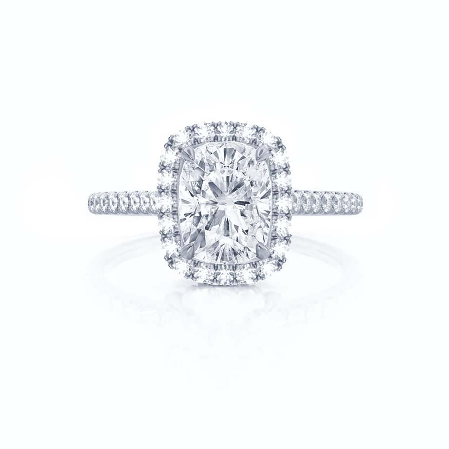 2.3 CT Elongated Cushion Halo & Pave Lab Grown Diamond Engagement Ring
