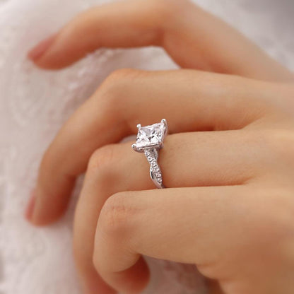 1.92 CT Princess Twisted Pave Lab Grown Diamond Engagement Ring