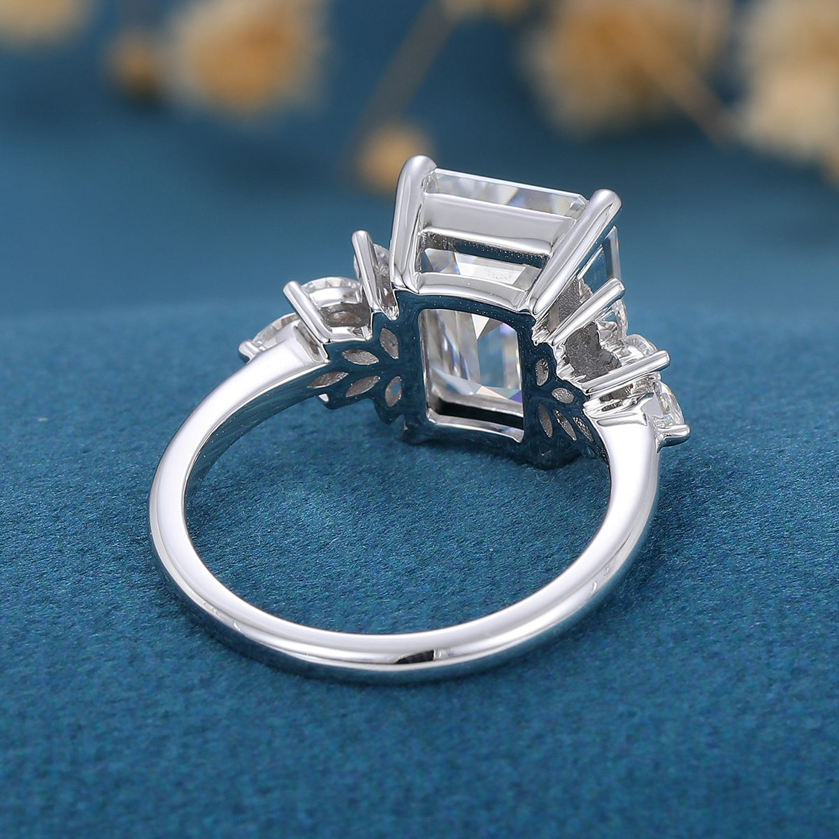 3 CT Emerald Cluster Lab Grown Diamond Engagement Ring