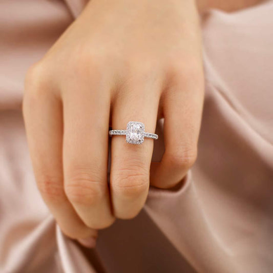 1.2 CT Radiant Halo & Pave Lab Grown Diamond Engagement Ring