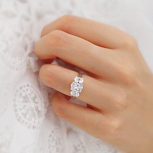 1.5 CT Oval Three Stone Lab Grown Diamond Engagement Ring