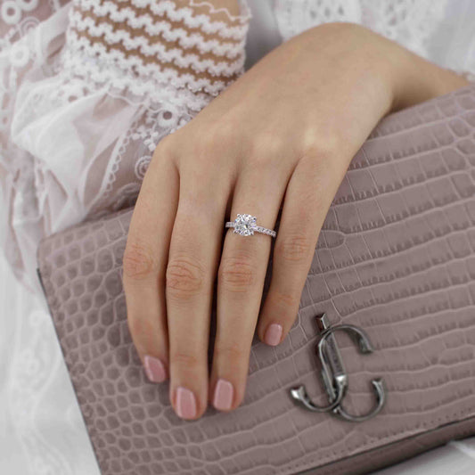 1.2 CT Round Pave Lab Grown Diamond Engagement Ring