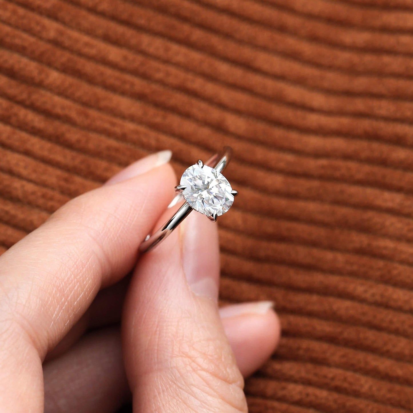 1.33 CT Oval Solitaire Lab Grown Diamond Engagement Ring
