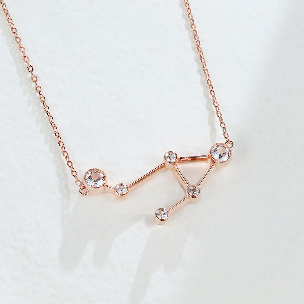 0.69 TCW Round Moissanite Libra-Zodiac Sign Necklace