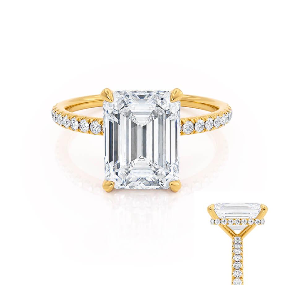 1.75 CT Emerald Hidden Halo & Pave Lab Grown Diamond Engagement Ring