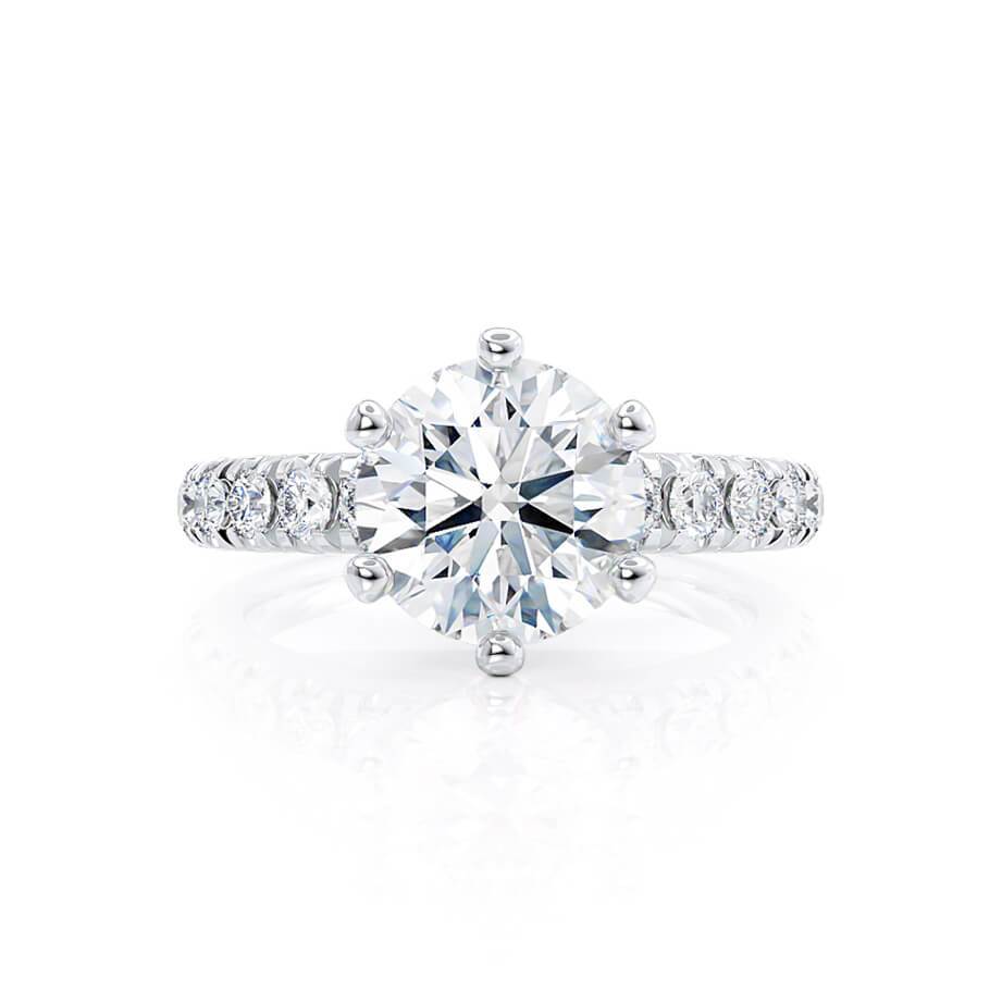 1.9 CT Round Pave Lab Grown Diamond Engagement Ring