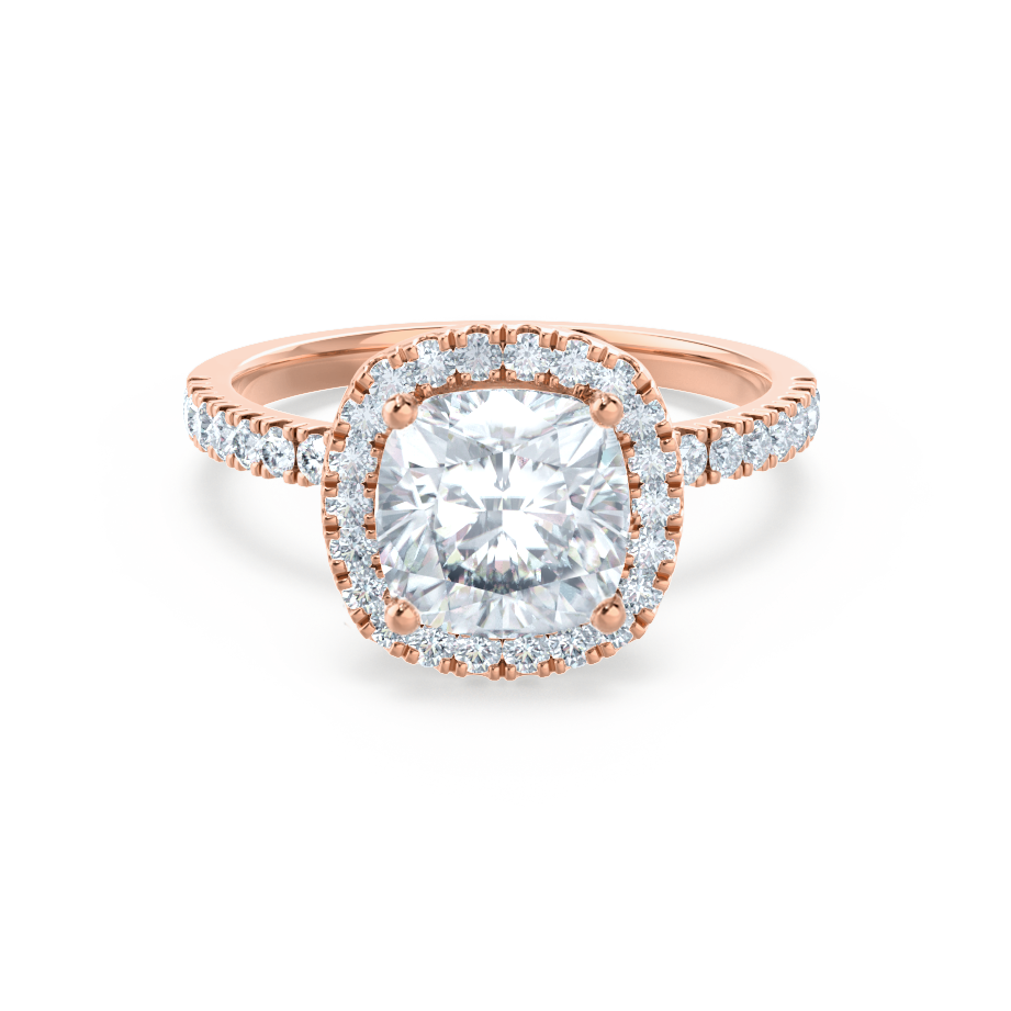 1.3 CT Cushion Halo & Pave Lab Grown Diamond Engagement Ring