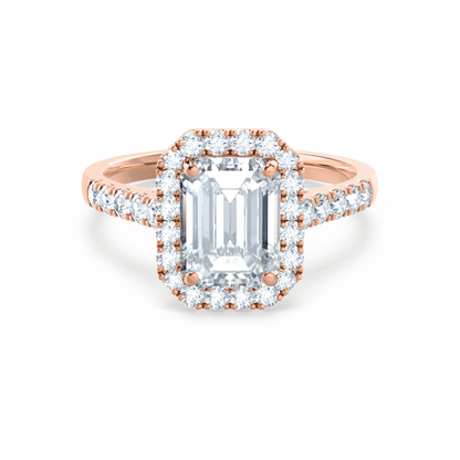 1.01 CT Emerald Halo & Pave Lab Grown Diamond Engagement Ring