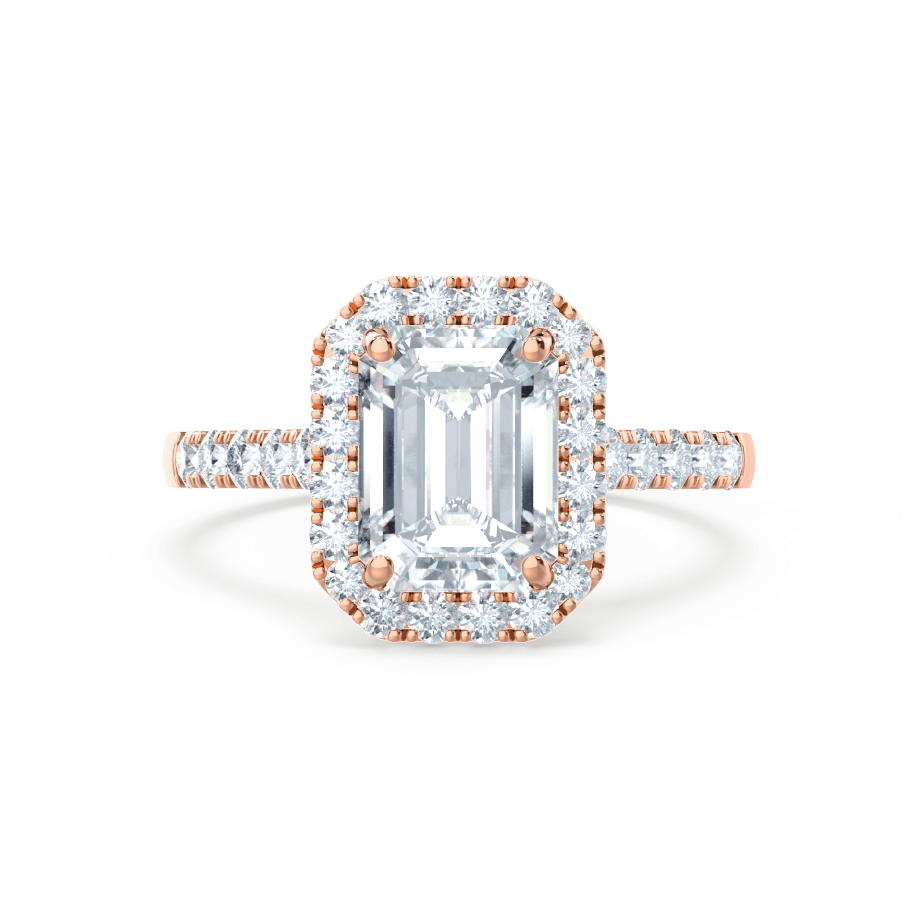 1.01 CT Emerald Halo & Pave Lab Grown Diamond Engagement Ring