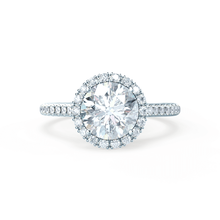 1 CT Round Halo & Pave Lab Grown Diamond Engagement Ring