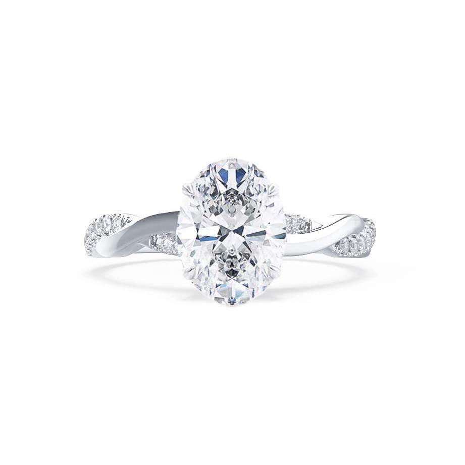 1.5 CT Oval Twisted Pave Lab Grown Diamond Engagement Ring