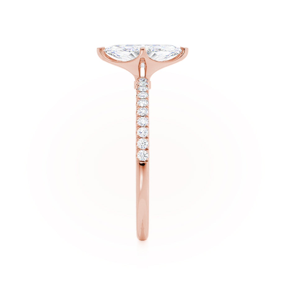 1 CT Marquise Pave Lab Grown Diamond Engagement Ring