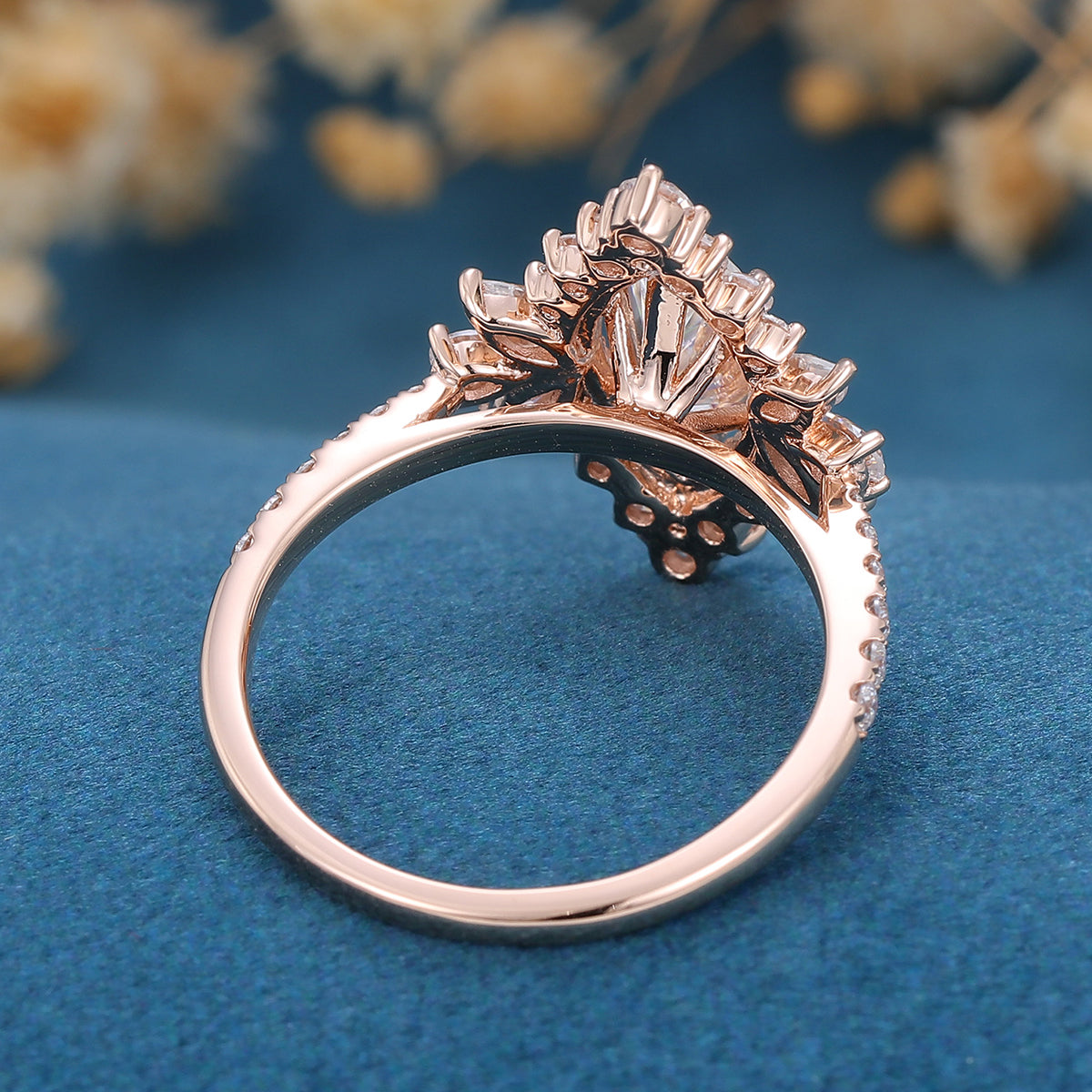 0.9 CT Marquise Cluster Lab Grown Diamond Engagement Ring