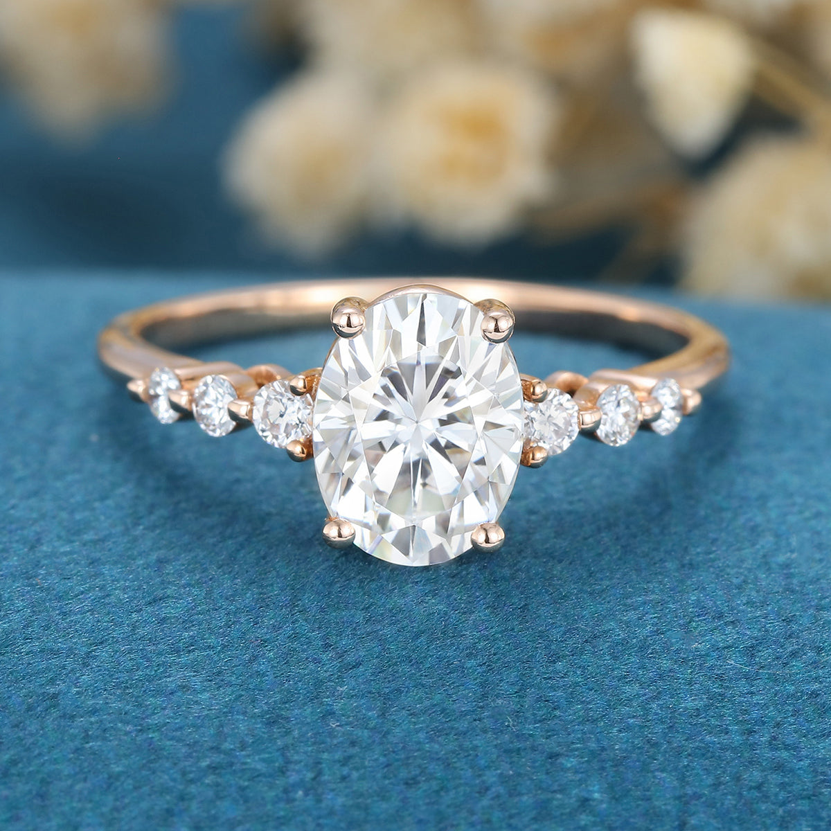 1.33 CT Oval Pave Lab Grown Diamond Engagement Ring