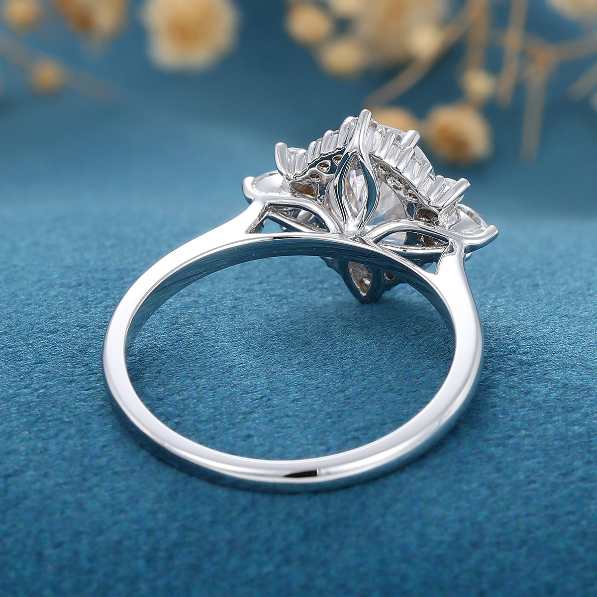 0.84 CT Oval Cluster Lab Grown Diamond Engagement Ring