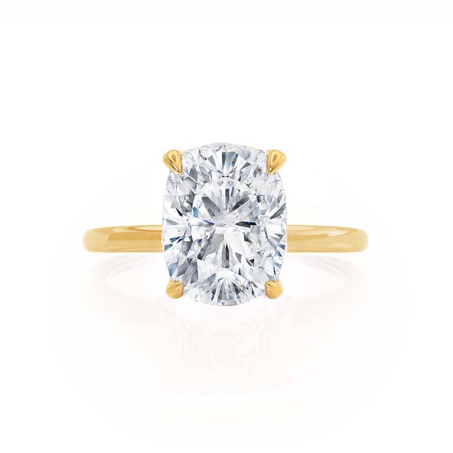 2 CT Elongated Cushion Hidden Halo Lab Grown Diamond Engagement Ring