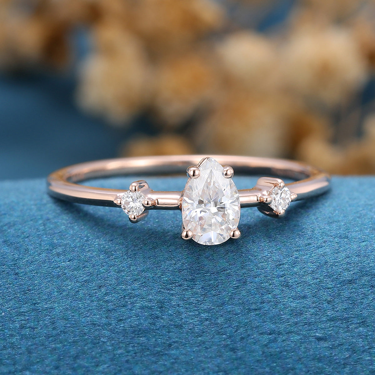 0.39 CT Pear Three Stone Lab Grown Diamond Engagement Ring