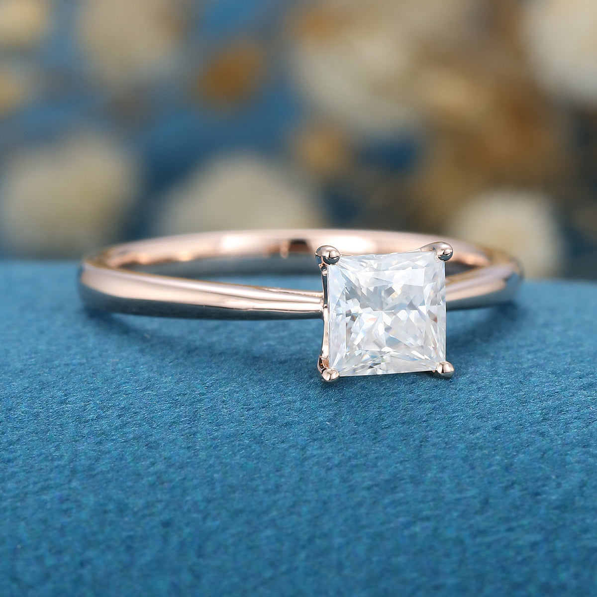 0.64 CT Princess Solitaire Lab Grown Diamond Engagement Ring