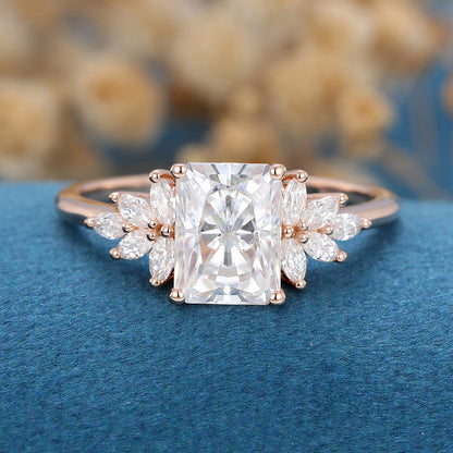 2.43 CT Radiant Cluster Lab Grown Diamond Engagement Ring