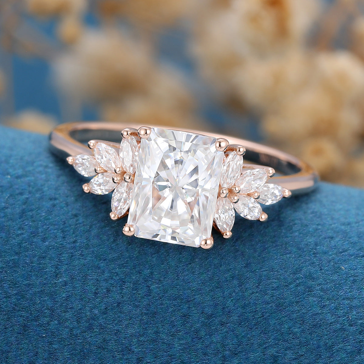 2.43 CT Radiant Cluster Lab Grown Diamond Engagement Ring