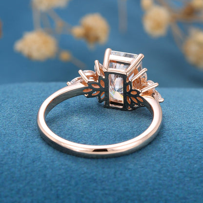 3 CT Radiant Cluster Lab Grown Diamond Engagement Ring