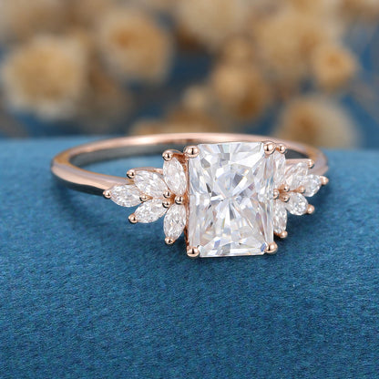 2.43 CT Radiant Cluster Lab Grown Diamond Engagement Ring