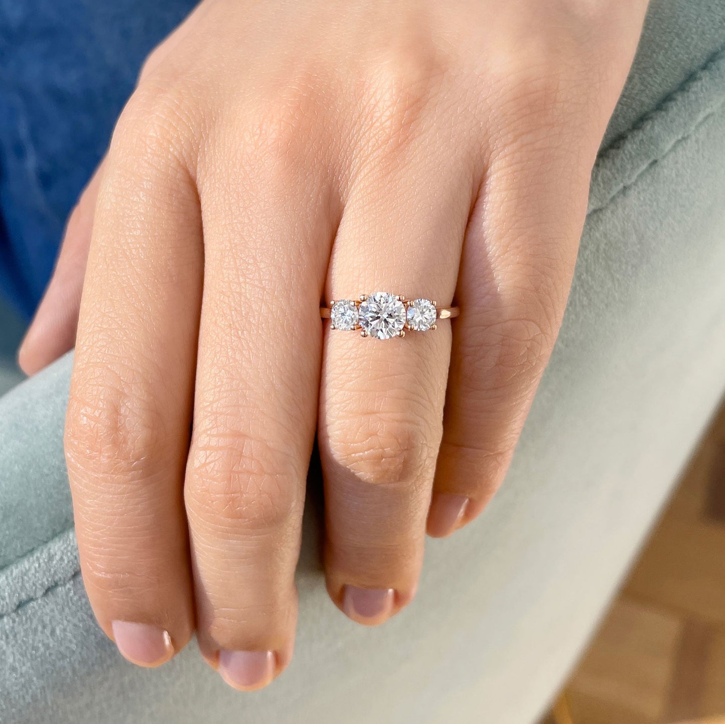 0.60 CT Round Three Stone Moissanite Engagement Ring