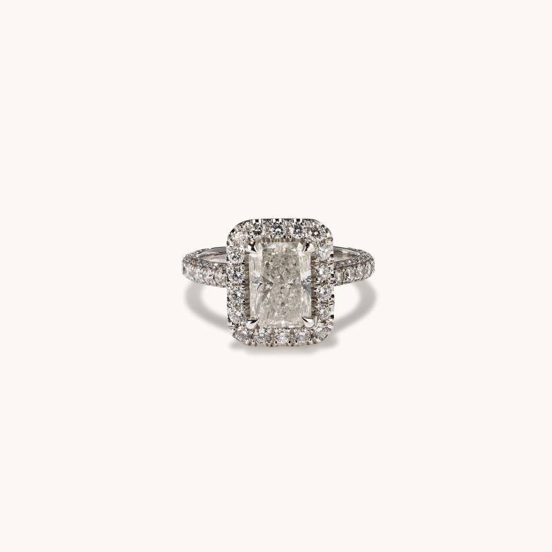 Stunning 2.05 CT Radiant Moissanite Engagement Ring with Halo & Pave Design 1
